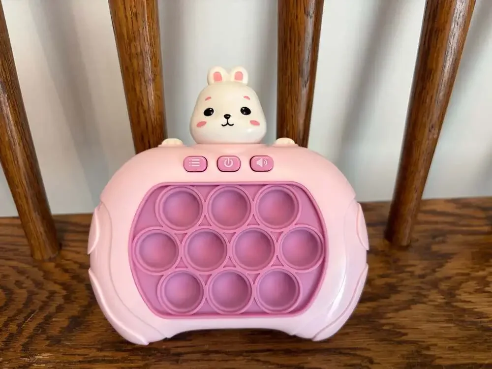 Electronic Rabbit Quick Push Pop Bubble Fidget Game Toy Console Pink